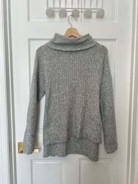 Cozy Long Straight Turtleneck Wool Sweater - Light Gray